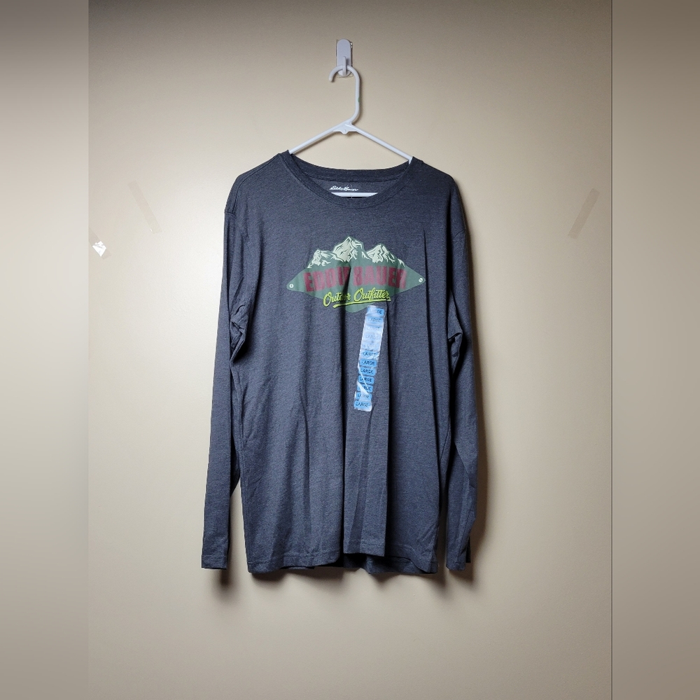 NWT Eddie Bauer Men's Graphic Long Sleeve Tee Asphalt Ridge Size L